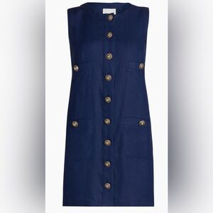 Reformation linen dress. Navy. Size 2. Tropez linen sleeveless shift minidress.